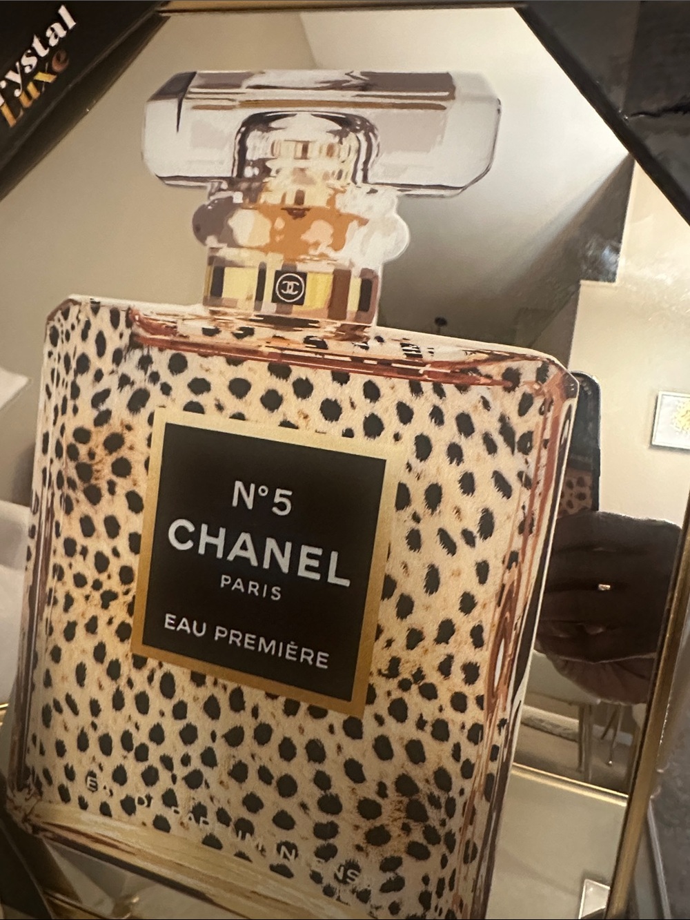 Mirror CHANEL Leopard Print Perfume Bottle Decor in Cream & Black - Picture 4 of 4